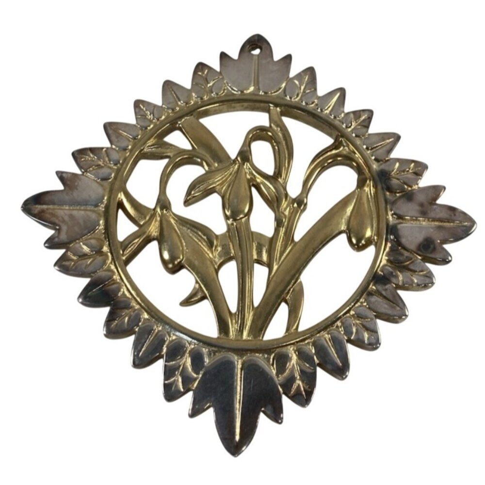 Reed & Barton Iris Christmas Ornament Gold Silver Tone Flower Floral Elegant
